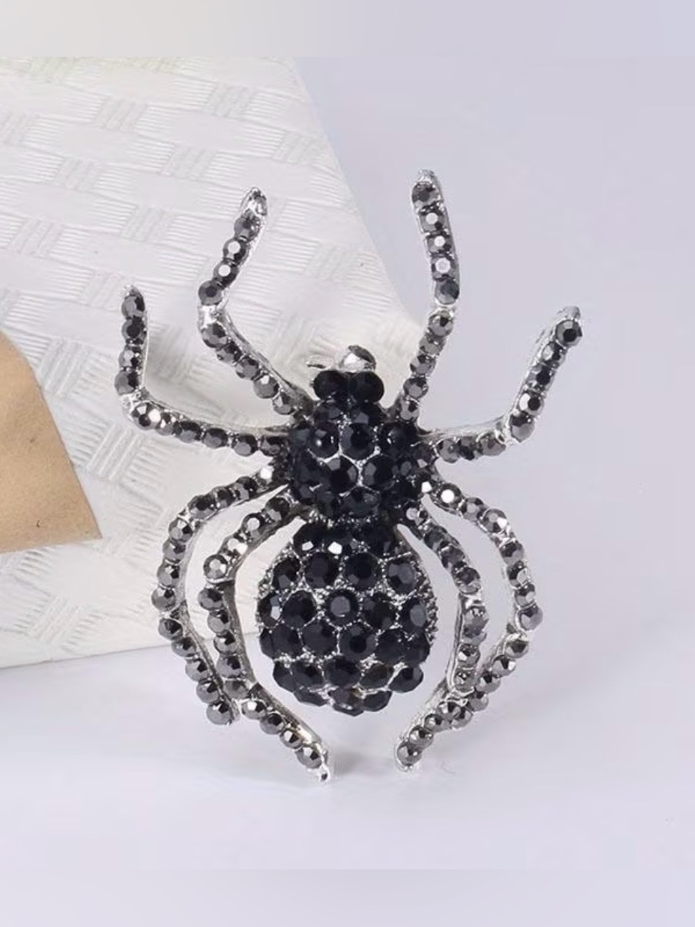Black Crystal Spider Broach Pin